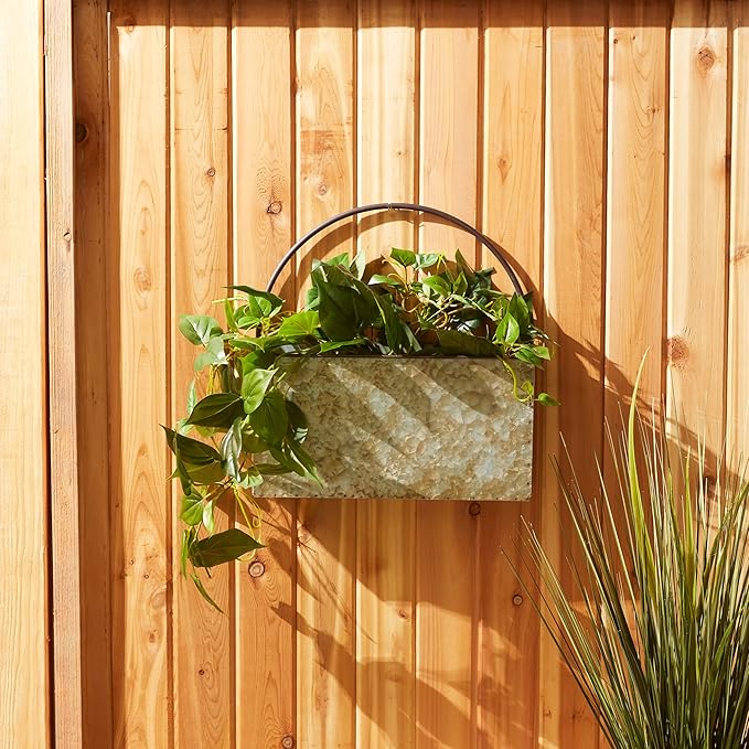 DII Galvanized Planter Collection Wall Hanging, Rectangle, 14.5x4x14.5, Iron