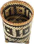 Zerodeko Rattan Trash Can Willow Wastebasket Round Wicker Storage Baskets Woven Picnic Laundry Hamper Seagrass Planter Woven Flower Pot Garbage Bin Rustic Decor 21cm