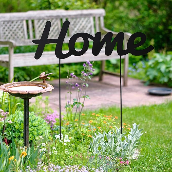 Metal Letters Garden Stakes Yard Art Word Sign Lawn Decoration Indoor Outdoor Plant Pot Decor Decorative Stick for Patio Pathway Flower Bed (home)