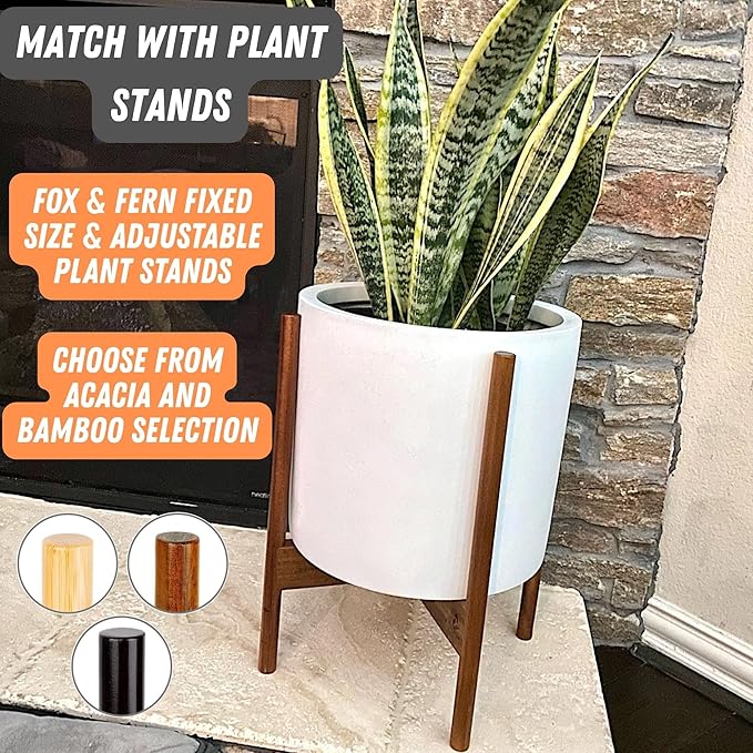 Fox & Fern Plant Pot, Large Plant Pots for Indoor & Outdoor, UV & Frost Resistant Plant Vase with Drainage Plug, Fiberstone, Large Indoor Pots for Plants & Flowers, House Indoor Plant Pot, Single Pot