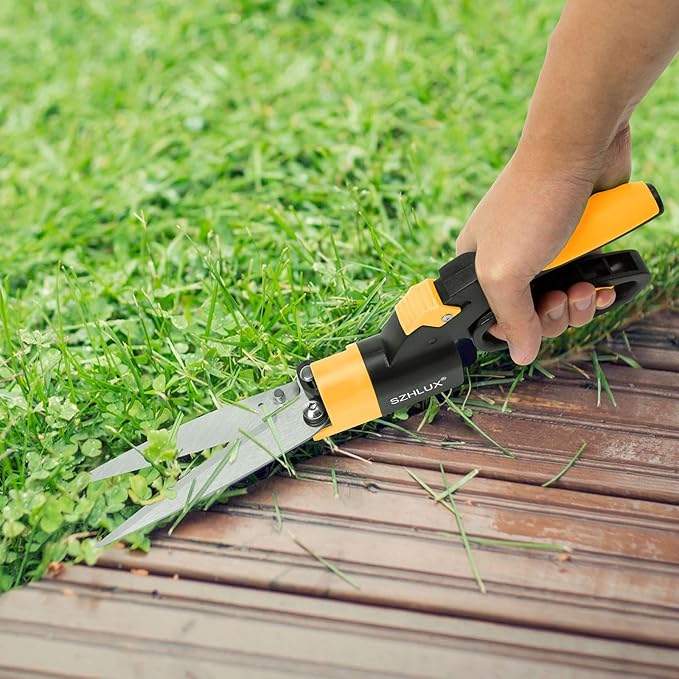 SZHLUX Grass Shears 360-Degree Swivel Blades, Ultra-Sharp Grass Cutter with 5’’ Stainless Steel Blades, Gardening Shears and Plant Cutting Scissors