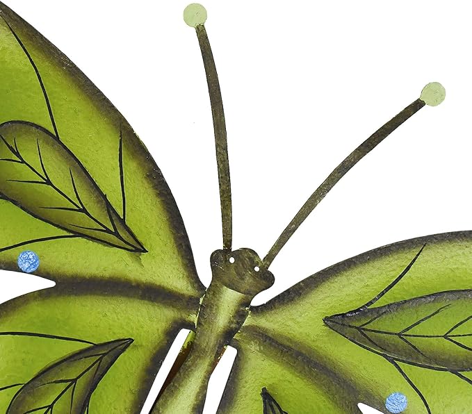 Garden Decor Metal Yard Stakes Spring Lawn Art Decorative Plant Stake Indoor Outdoor Ornaments Decoration for Patio Pathway Backyard (Green Butterfly)