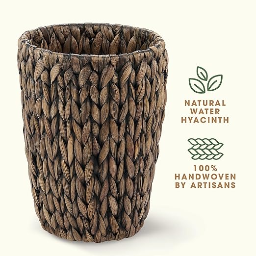 84ECO 2-Pack Black Wicker Trash Cans
