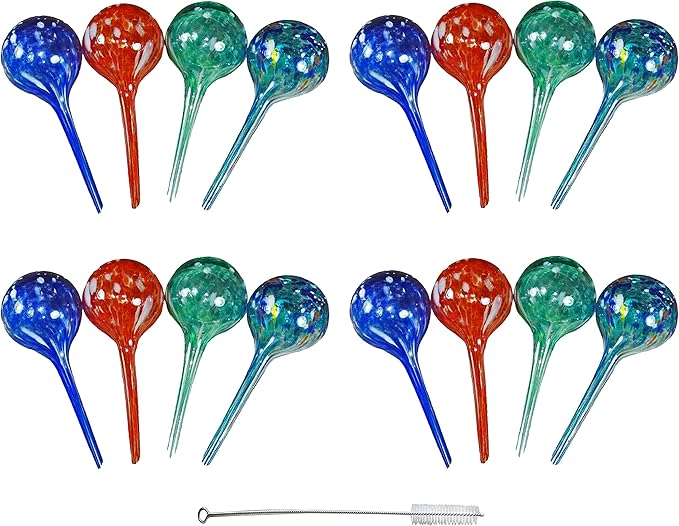 5 STAR SUPER DEALS Aqua Plant Watering Globes - Automatic Watering Ball Bulbs - Self Watering Plant Glass Bulbs System (16, Small)