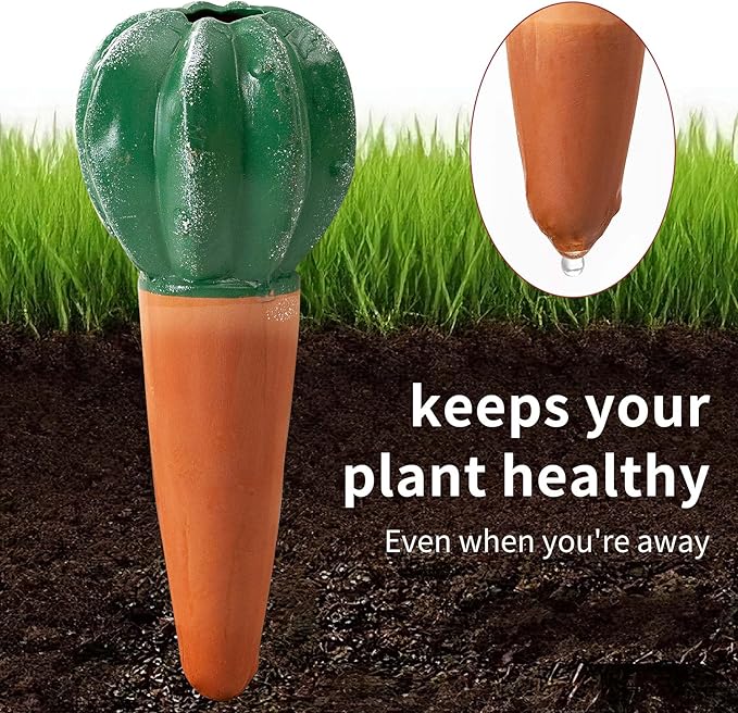 Mother’s Day Gift for Mom from Daughter or Son, 4 Pack Terra Cotta Watering Globes, Handcrafted Cactus Shaped Self-Watering Spikes, Slow Release Plant Water Bulbs for Indoor & Outdoor Pots