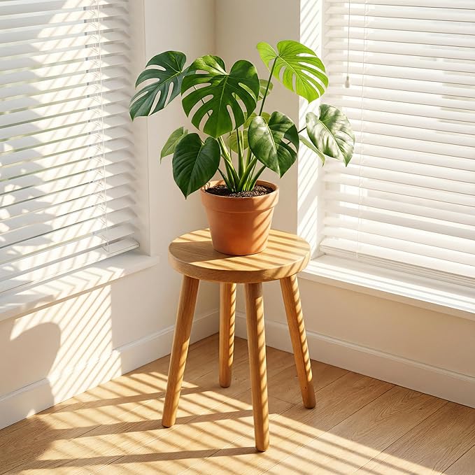 Wooden Stools Dining Chair Table Chair Dressing Stool Kitchen Bar Stool Side Table Round Suitable for Bedroom Living Room Dining humidifier Stand Plant Stand (Natural Wood Color)
