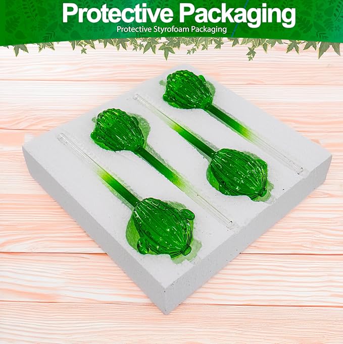 5 STAR SUPER DEALS Aqua Glass Plant Watering Globes Automatic Self Watering Plant Insert Spike Orbs - Indoor Outdoor Plant Drip Irrigation - for Flowers, Herbs, Houseplants (Cactus Globes, 4, Units)