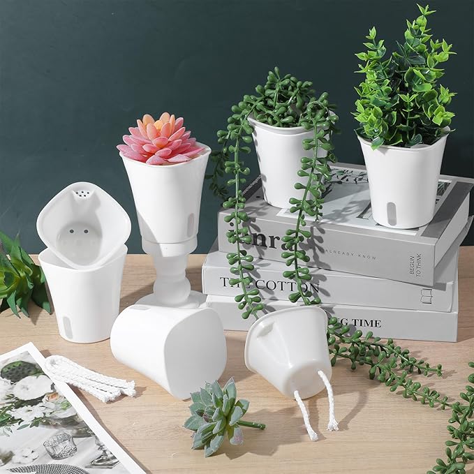 20 Pack 3 Inch Self Watering Pots for Indoor Plants Small White Plastic Planter Garden Hydroponic Flower Pots with Level Indicator Vents for House Plants, Flowers Violets Ocean Spider Plant