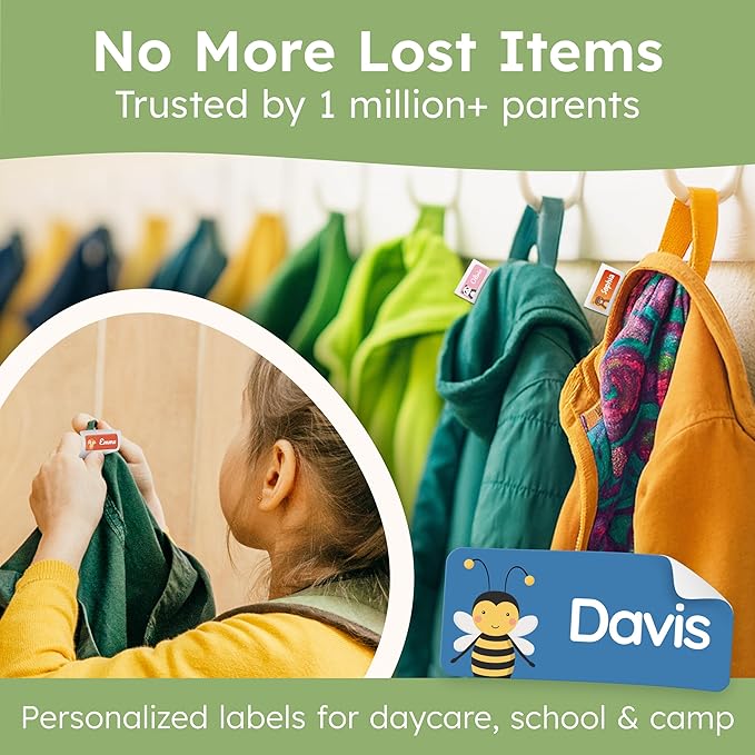 Personalized Name Labels for Kids (140 Labels) - Durable & Waterproof Custom Name Stickers for Clothing Tags, School Supplies, Camp & Daycare - Rhythm (1.2”x0.5”)