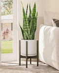 GENTINGBRO Adjustable Plant Stand Indoor, Bamboo Plant Stand Fits 8 9 10 11 12 Inches, Small Corner Planter Holder for Indoor Plants, Single Floor Plant Stands for Living Room Balcony, Tea Brown Tall