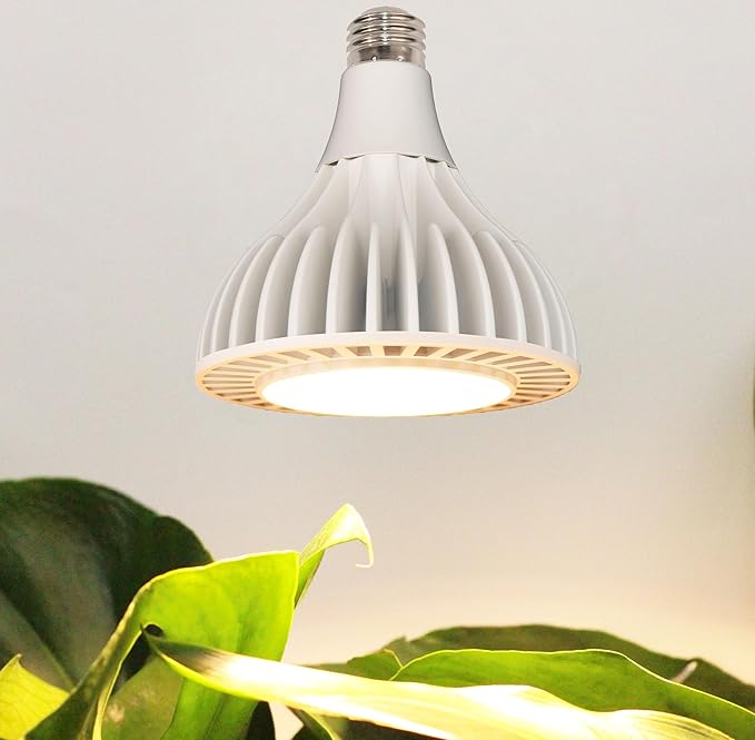 Grow Lights for Indoor Plants, 40W LED Full Spectrum Grow Bulb, 3000K Warm White (E26/E27), CRI 97+, Non-Dimmable, for Houseplants in Low-Light Rooms, White