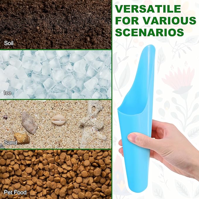 M METERXITY 2-Pack Bonsai Soil Scoops, Plastic Garden Soil Scoops Bucket Shovel Potting Scoopers for Transplanting/Flower Planting/Plant Succulent, Colorful Small Gardening Tools [Black, Blue]
