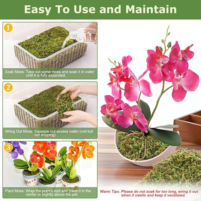 Legigo 2.6LBS Sphagnum Moss for Plants, 50QT Natural Orchid Moss Potting Mix Dired, Green Forest Plant Moss for Orchid Repotting Carnivorous Succulents Indoor Potted Plants Gardening and Reptiles
