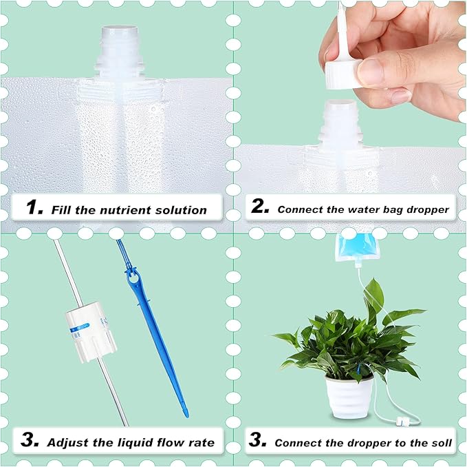 Plant Drip Irrigation Bag Automatic Irrigation Device with Water Bag Automatic Watering System Plant Waterer Self Kit for Potted(4 Pieces)