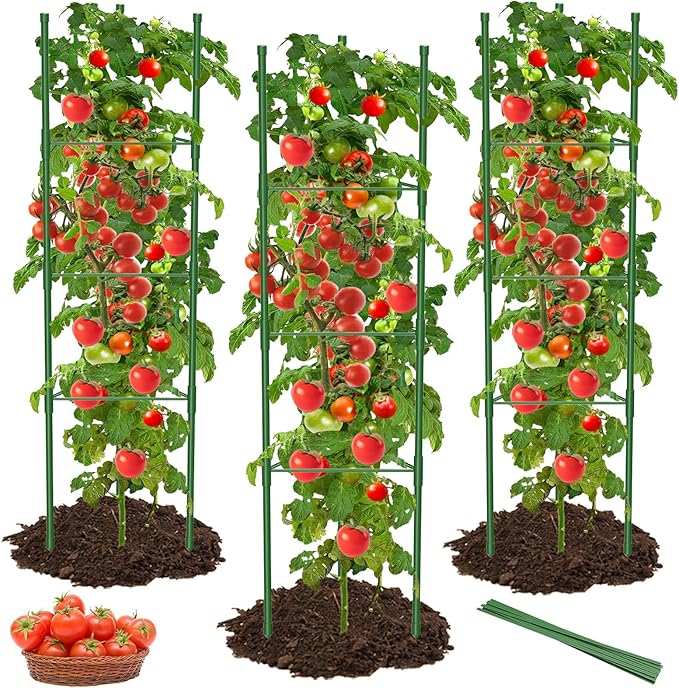 MYMULIKE 8 Pack Tomato Cages for Garden, 51in*13in Adjustable Tomatoes Plant Stakes Support Cages Trellis, Garden Trellis for Vegetable Flowers Fruits Climbing Plants- 20 Binding Wires Included