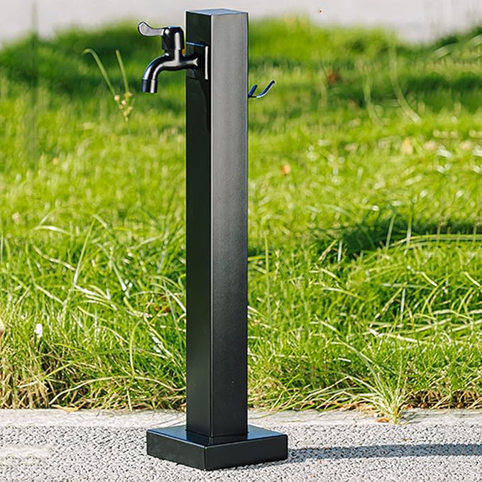 Stainless Steel Garden Water Column with Faucet - Outdoor Hose Holder Stand & Fountain Hydrant Dispenser, Metal Water Pipe Extension Stake for Garden Decor (60CM Kit)