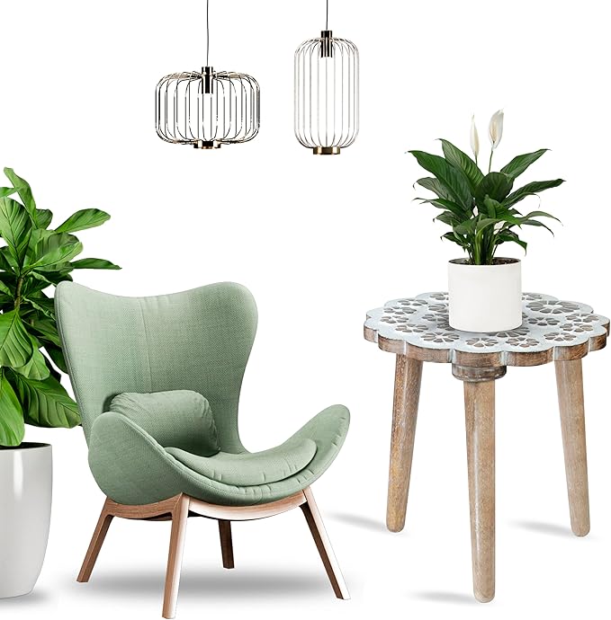 Crocon Plant Stand, Round Side Table, Wood Stool for Plant, Modern Table, Plant Table, Indoor Plant Stand, Tall Plant Holder for Flower Pots, Coffee Table Home D�cor Wood Stool, 11.7 x 12.5 Inch