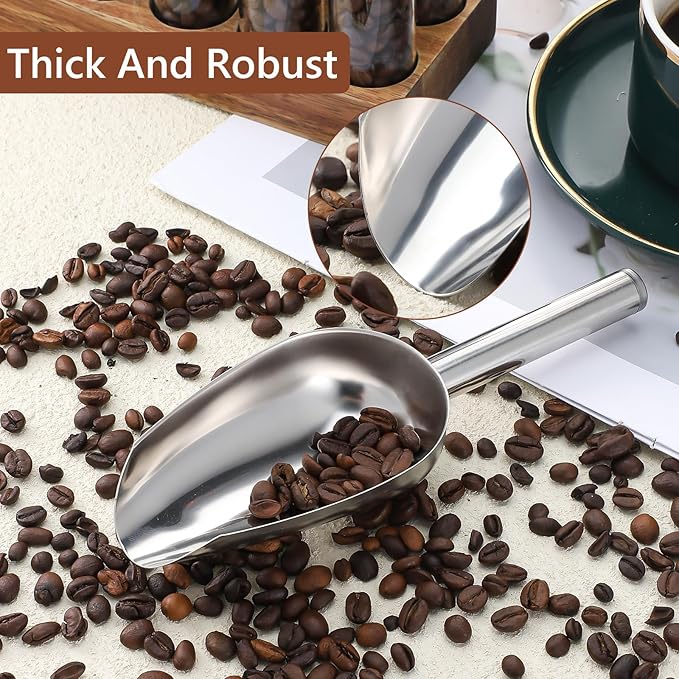 Stainless Steel Ice Scoop, Small Metal Ice Scoop for Bucket and Freezer, Small Size Multi-purpose Kitchen Scoops for Food and Coffee, Silver