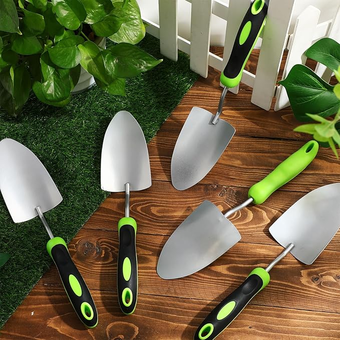 Yaocom 16 Pcs Garden Shovel Aluminum Alloy Heavy Duty Trowel Small Digging Shovels Metal Hand Trowel Spade with Soft Handle for Garden Lawn Yard Planting Tool (Wide Shovel,Green)