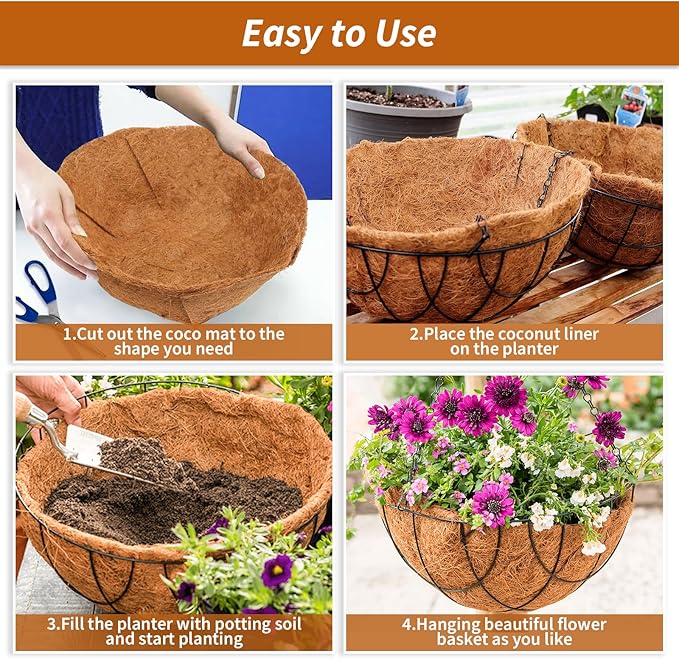 Legigo 16X80 Inch Natural Coco Liner Roll, Coconut Liners for Planter Window Box Hanging Basket, Coconut Coir Roll Coco Fiber Mat for Garden Decoration DIY Moss Poles Pet Pad Reptiles Carpet