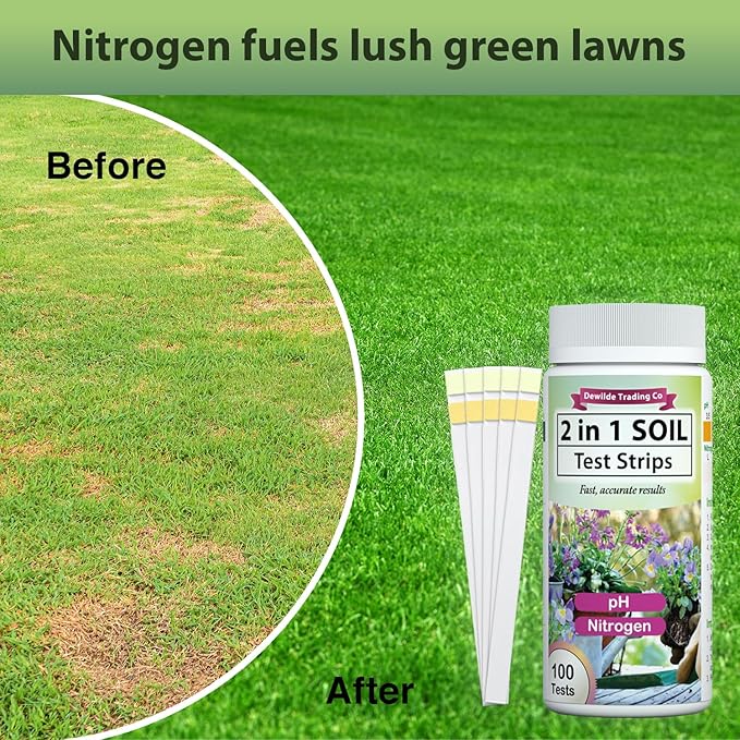 PH and Nitrogen Soil Test Kit with Test Tube - 100 Test Included - Professional Testing Kit for Home Garden Lawn Yard Grass
