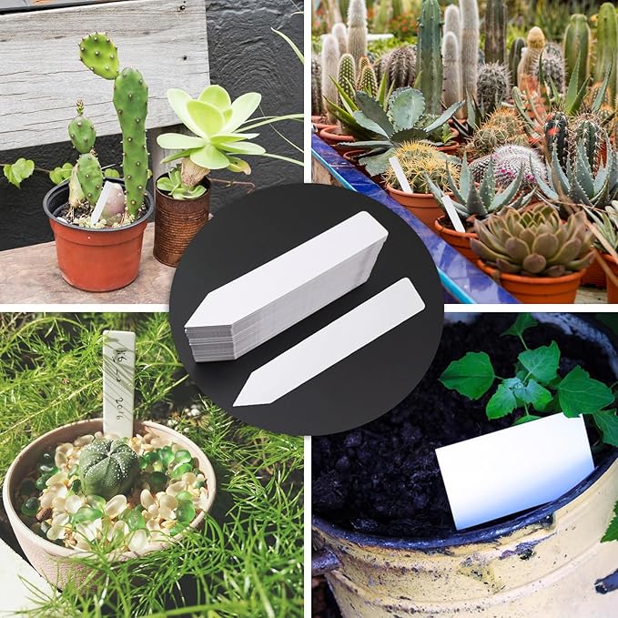 Quluxe 100 Pcs 6 Inch Seed Plant Tags Markers White Garden Labels for Seedlings Garden Plant Name Tags
