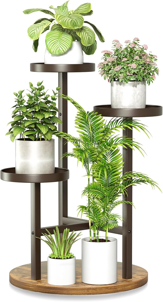 3 Tiered Tall Plant Stand for Indoor, Metal Plant Shelf Tiered Flower Pot Stands, Corner Plant Table for Patio Garden Balcony Living Room Bedroom