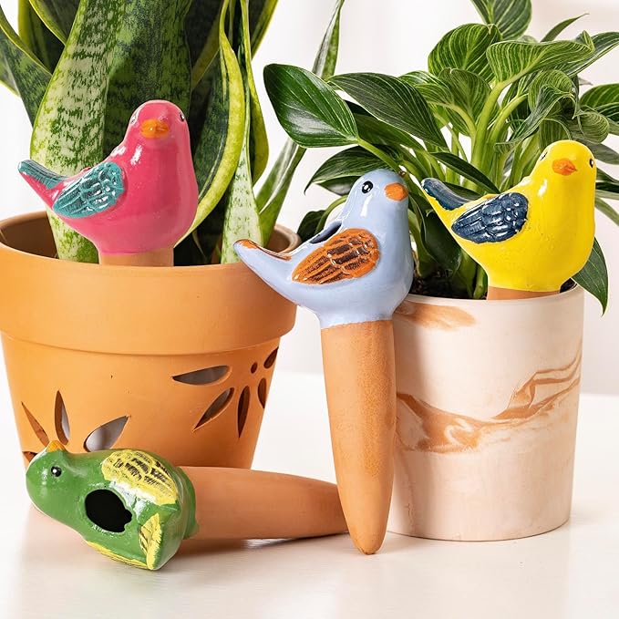 Mother’s Day Gift for Mom from Daughter or Son, 4 Pack Self-Watering Bird Shaped Globes, Terracotta Automatic Watering Spikes, Slow Release Plant Watering Devices for Indoor & Outdoor Potted Plants