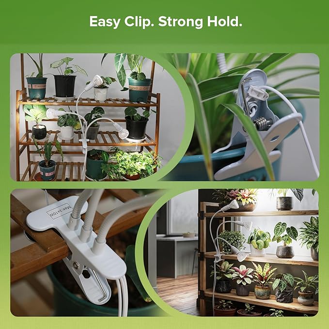 Grow Lights for Indoor Plants, LED 30 W Full Spectrum Bulb Replaceable Plant Light, 450 W Equivalent Clip on Grow Light with Optical Lens for Indoor Growing, Lifetime Free Bulb Replacement