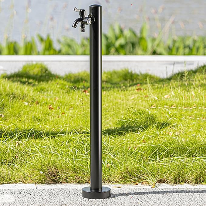 Stainless Steel Garden Water Column & Hose Holder Stand with Faucet, 95CM Outdoor Water Pipe Extension Stake, Durable Fountain Dispenser for Garden & Patio Use