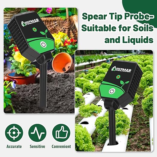 UIUZMAR Soil pH Meter Soil Moisture Meter 8 in 1 Fertility Salt Moisture pH EC Light Humidity Temp Accurate Soil pH Test Kit for Garden and Hydroponics