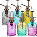 Sliner 6 Pack Glass Plant Mister Spray Bottles 7.7" Tall Glass Water Spray Bottle 12.2 oz Hand Pump Sprayer Fine Mist Watering Can with One Hand Top Pump for Indoor & Outdoor Houseplants (Bronze)