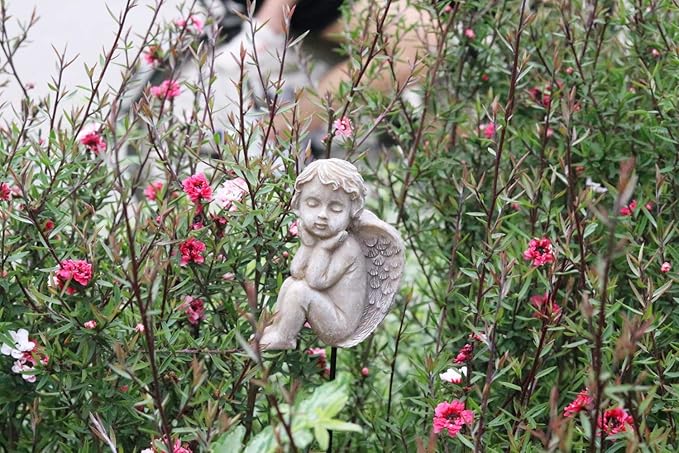 MUAMAX Decorative Angel Garden Stakes 2 Pack Miniature Angel Fairy Garden Angel Ornaments Small Angel Memorial Statue Fairy Garden Accessories
