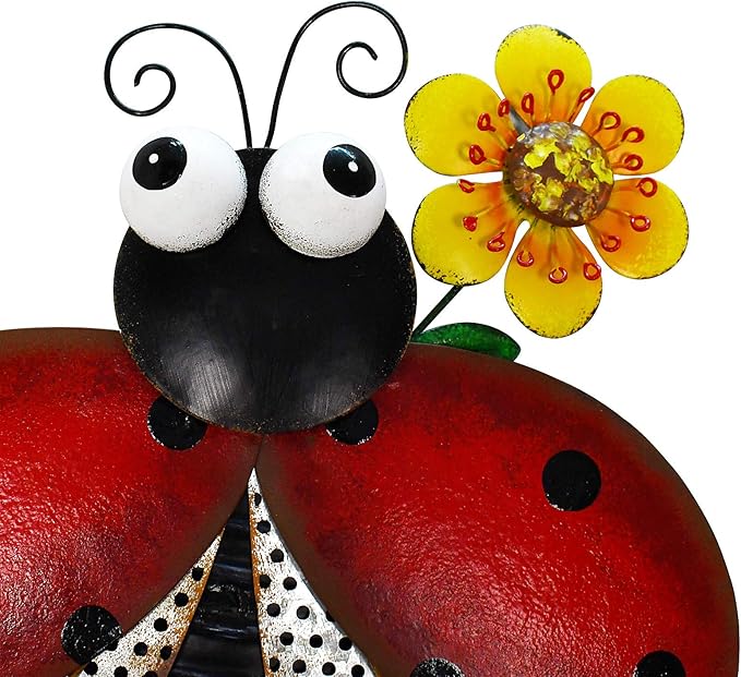 Garden Decor Metal Yard Stakes Spring Lawn Art Decorative Plant Stake Indoor Outdoor Ornaments Decoration for Patio Pathway Backyard (Beetle)