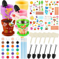 SiliFine 24 Sets Spring Kids Plant Growing Kit Flower Pots Cupcake Plant Nursery Pots Gardening Kit for Kids with Paint and Stickers Labels Name Tag for Easter Mothers Day Craft Bulk Classroom