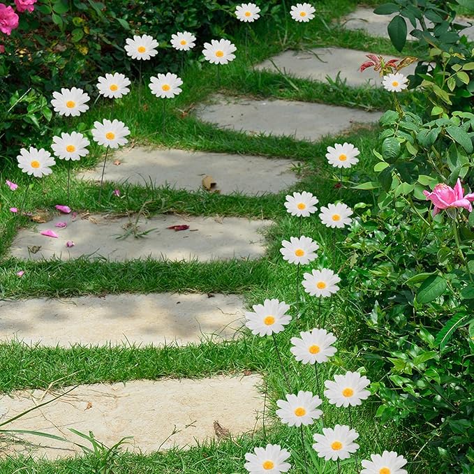 Garden Stakes Decor,10Pcs Garden Stakes Decorative Outdoor Lawn Pathway Patio Plant Pot Art Stick Yard Art Decorations for Pot Lawn Patio Corridor Flower Bed Outdoor Plant (Sunflower 10PCS)