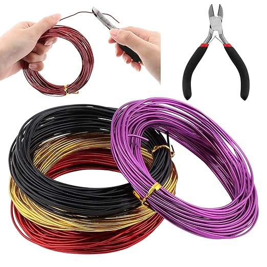 Bonsai Wire for Bonzai Trees,1.5mm x 10m/roll Aluminum Bonsai-Training Wires with Hand Plier Cutter,Adjustable Easy to Bend Anodized-Wires for Bonsai-Tree Training DIY Tools(4roll)