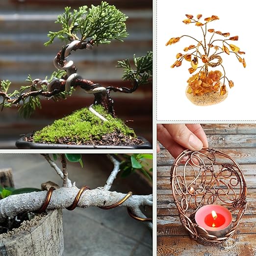 Bonsai Training Wire Kit for Bonzai Trees Indoor, Bonsai Wire Kit, Aluminum Wire for Handicrafts, Bonsai Tool Set with Cutter Size of 1-mm, 1.5-mm, 2-mm