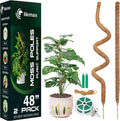 2-Pack 48'' Bendable Moss Poles for Monstera & Climbing Plants – Flexible Trellis Plant Support Stakes with Accessories – Indoor & Outdoor Use