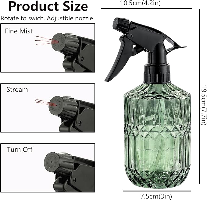 Glass Plant Misters for Inside, 13.5 oz Mister Spray Bottle for Plants, Spring Gardening, Cleaning, Hair, Pets Care with Adjustable Nozzle