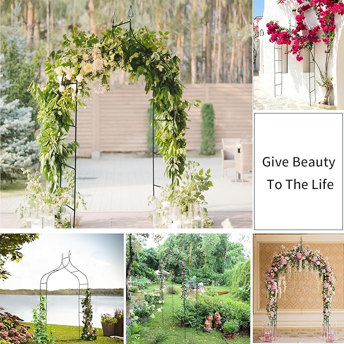 Thorise 8.3 Ft H x 4.6 Ft W Metal Pergola Arbor for Various Climbing Plant Wedding Garden Arch Bridal Party Decoration Wide Arbor