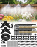 240FT Drip Irrigation System for Garden with 36 Nozzles –360° Adjustable Misting Nozzles, Quick-Connect Design, Ideal for Raised Beds, Lawns, Greenhouses & Outdoor Cooling