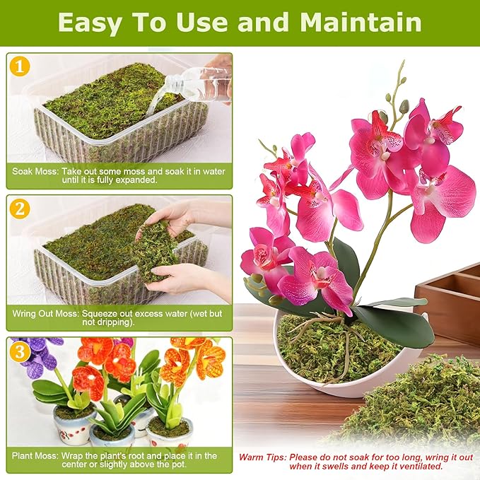 Legigo 4.4LBS Sphagnum Moss for Plants, 80QT Natural Orchid Moss Potting Mix Dired, Green Forest Plant Moss for Orchid Repotting Carnivorous Succulents Indoor Potted Plants Gardening and Reptiles