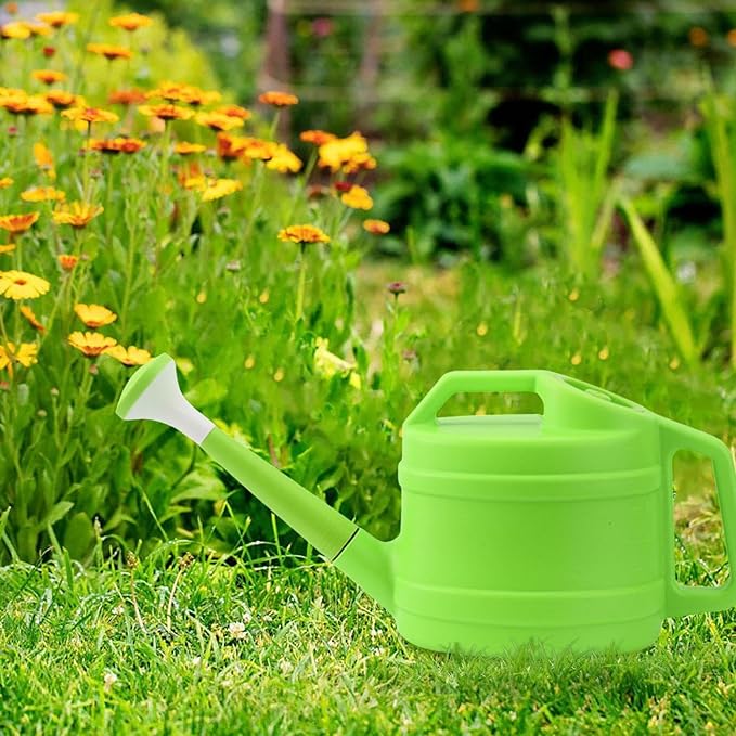 1 Gallon Watering Can for Plants, Garden Water Can with Detachable Long Spout, Easy-Pour Plastic Watering Can for Indoor Outdoor Use in Patio Lawn (Green)