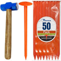 FEBTECH - Septic Tank Marker - 2.3" x 7" - Suitable Property line Markers for Protecting Your Septic Tank and Property Boundary with Solid and Sturdy Survey Stakes - Pack of 50 Pcs + 1 Hammer