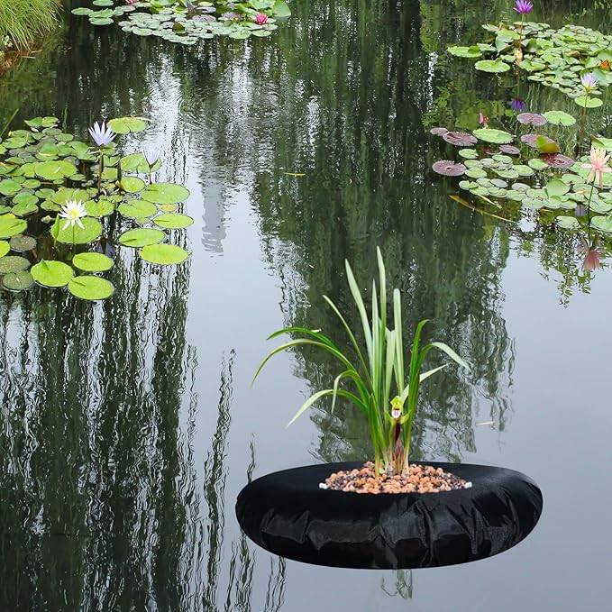 2 Pack Fabric Floating Plant Pot Floating Planters Baskets for Ponds Floating Island Pond planters Aquatic Plant Baskets Pond for Waterproof Aquatic Plant Flower Islands and Aquascape Decoration
