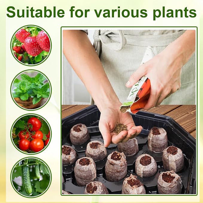 U0U 5 Pack Seed Starter Trays with 100pcs Peat Pellets,95-Cell Seed Starter Kit with Dome,Plant Starter Trays with 100pcs Seed Starter Soil,Reusable Greenhouse Plant Germination Tray (Black)