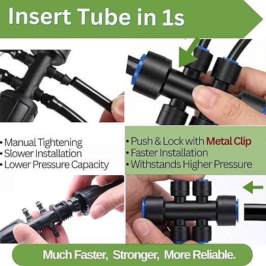 240FT Drip Irrigation System for Garden: 1/2" Quick Connect PE Tubing Automatic Water Sprinkler Kit Adjustable Misting Part 1/4" Watering Hose for Outdoor Raised Bed Plants Flower Yard Greenhouse