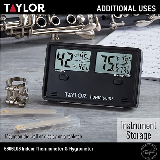 Taylor Wireless Digital Indoor Outdoor Thermometer and Hygrometer, Dual Display for Temperature and Humidity, Easy-to-Read for Home, Office, Greenhouse, Nursery, and Indoor Areas, Min/Max Black