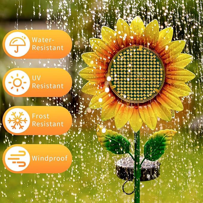 Solar Sunflower Garden Stake Lights, Waterproof LED Outdoor Decorative Lights for Yard Patio Lawn, Unique Birthday Gift for Mom Grandma, Garden Gift for Plant Lovers